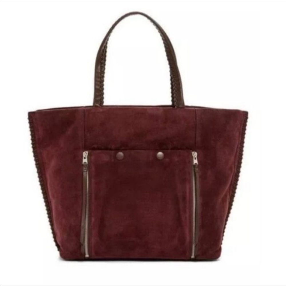 Gorgeous All Saints Fluer De Lis East West Suede Tote
Burgundy Handbag !